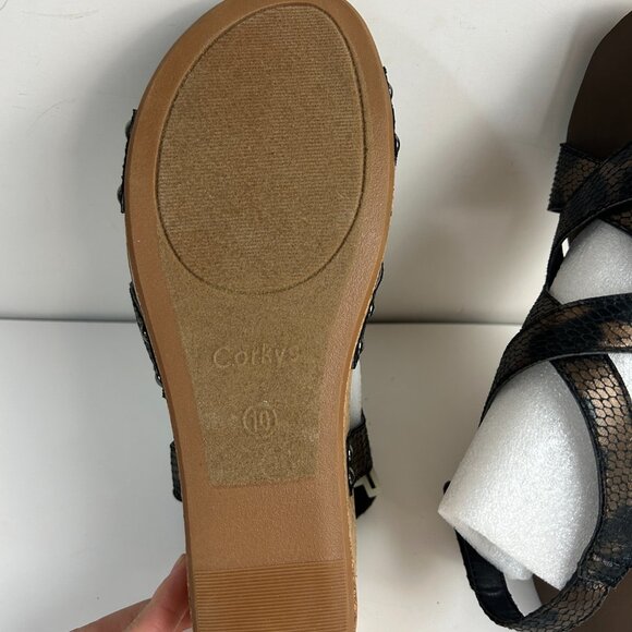 NWOT Boutique by Corkys Sandals 10 Metallic Shore Wedge Strappy - Picture 9 of 13